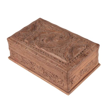 Wooden Carved Storage Box Kashmir Art
