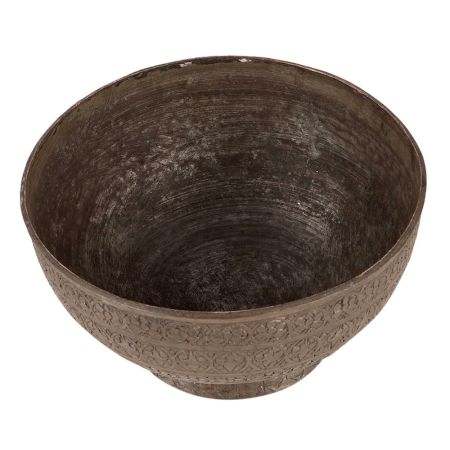 Brass Flower Pattern Border Cup In Dark Finish