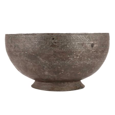 Brass Footed Bowl With Black Patina