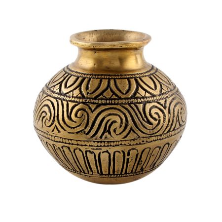 Handcrafted Carving Brass Pooja Kalash Pot