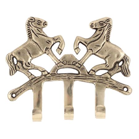 Two Horse Brass Key Holder In Nickle Finish