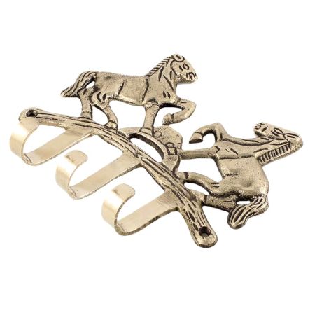 Two Horse Brass Key Holder In Nickle Finish