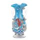Swirl of White and Blue Hues Glass VaseÂ With Handles