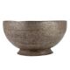 Brass Incised Design Pedestal Bowl In Dark Finish