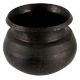 Black Round Brass Pot With  A Wide Mouth