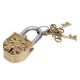 Vintage Brass Padlock Embossed Symbol