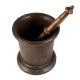 Brass Okhli Mortar And Pestle With Black Patina