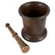 Brass Okhli Mortar And Pestle With Black Patina
