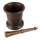 Brass Okhli Mortar And Pestle With Black Patina