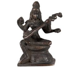 Brass Saraswati Idol With Veena