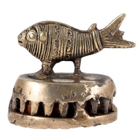 Old Fish Statue Foot Scrubber In Antique Finish