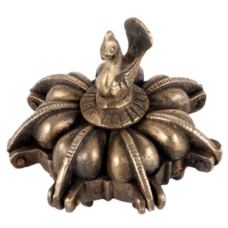 Brass Peacock Design Multi Compartment Kumkum Box