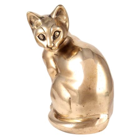 Sitting Brass Cat Figurine For Gifting