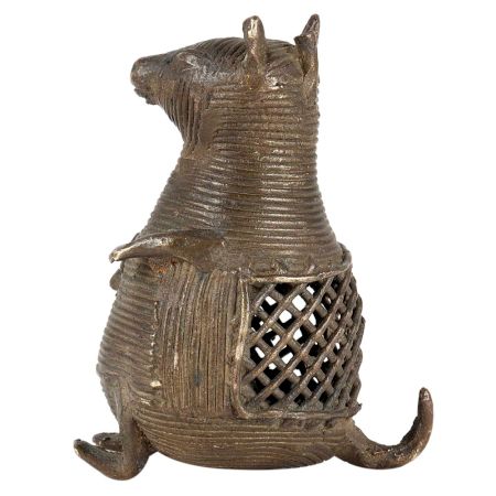 Brass Dhokra Kangaroo With Child Statue