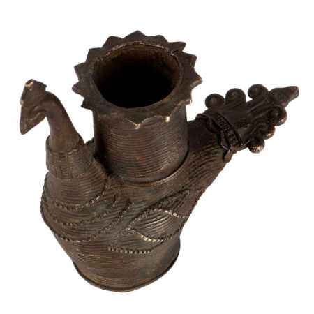 Brass Peacock Candle Stand In Antique Finish