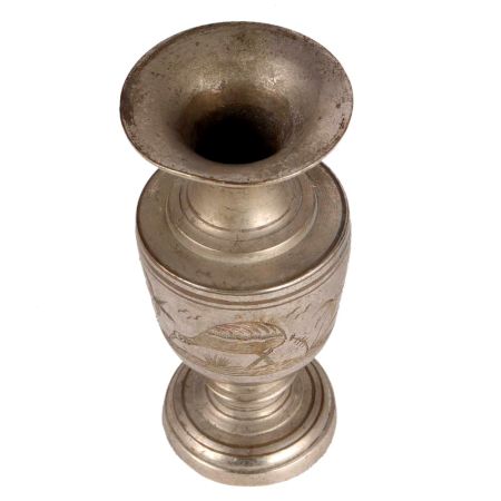 Brass Flower Vase With Bird Coconut Tree Motif