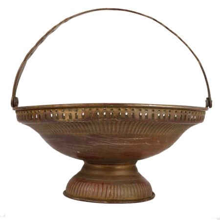 Brass Pooja Flower Basket With Handle
