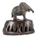 Brass Elephant Statue Atop Foot Scrubber In Dark Finish