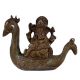 Brass Ganesha Statue On Peacock Boat Writing A book