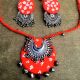 Orange MetalicÂ CombinationÂ NeckpieceÂ WithÂ EarringsÂ Set