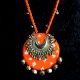 Orange MetalicÂ CombinationÂ NeckpieceÂ WithÂ EarringsÂ Set