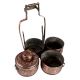 Copper Lunch Box Embossed  Four Compartments Tiffin Box
