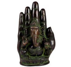 Brass Ganesha Idol Embossed On Hand Design