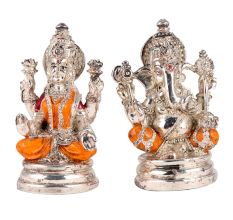 Lakshmi Ganesha Murti in Copper And Silver