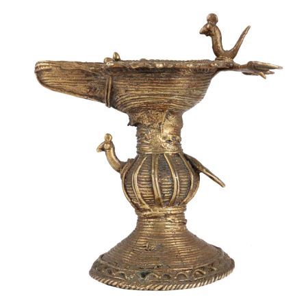 Dhokra Peacock Indian Oil Lamp