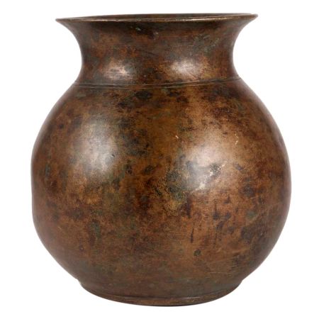 Brass Round Water Storage Pot In Antique Finish