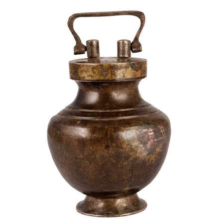 Brass Kamandal Pot In Antique Finish