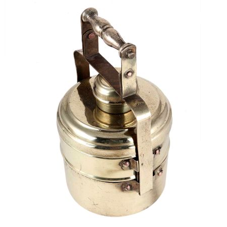 Brass Lunch Box With TwoÂ Compartment