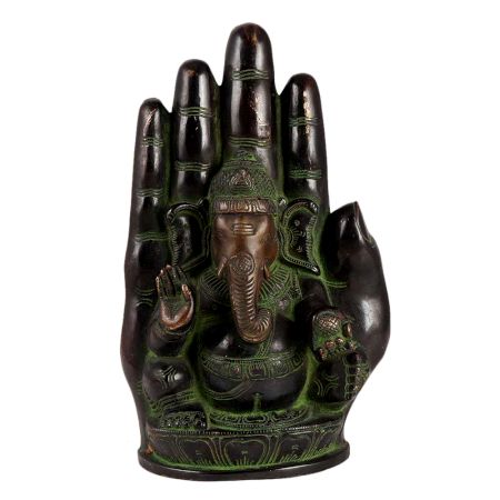 Brass Ganesha Idol Embossed On Hand Design