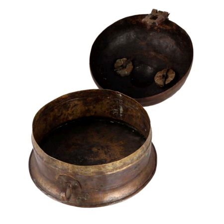 Old Brass Round Small Jewellery Box