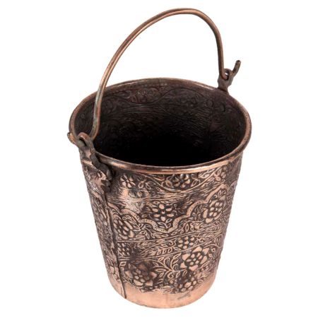 Repouse Floral Design Copper Bucket
