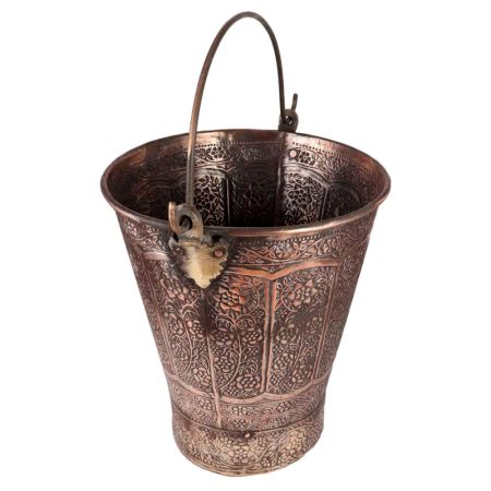 Engraved Large Islamic Copper Bucket