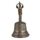Brass Buddhist Temple Hand Bell In Dark Finish