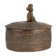 Brass Round Carved Tikka Box With Dog Figurine