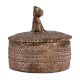 Brass Dog Round Storage Box With Fine Carvings
