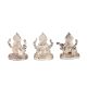 Copper Idols Of Goddess Saraswati Lakshmi and Lord Ganesh In Silver Finish
