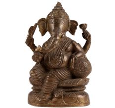 Lord Brass Ganesha Resting On Pillow
