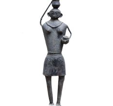 Brass Tribal Lady with a Pot