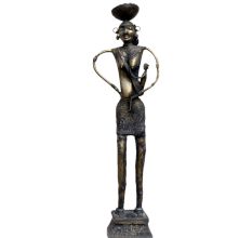 Tribal Mother Love Brass Figurine In Black Finish