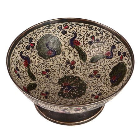 Brass Bidri WorkÂ Peacock Design DecorativeÂ Bowl