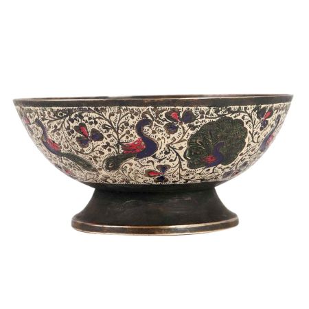 Brass Bidri WorkÂ Peacock Design DecorativeÂ Bowl