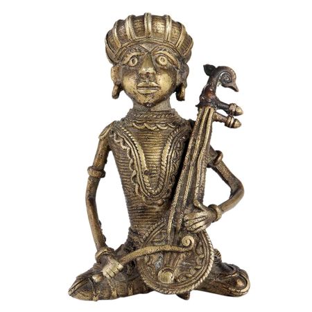 Brass  Tribal Man MusicianÂ Dhokra Art