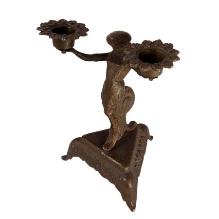 Lady Candelabra in Brass on a Pedestal Sculpture