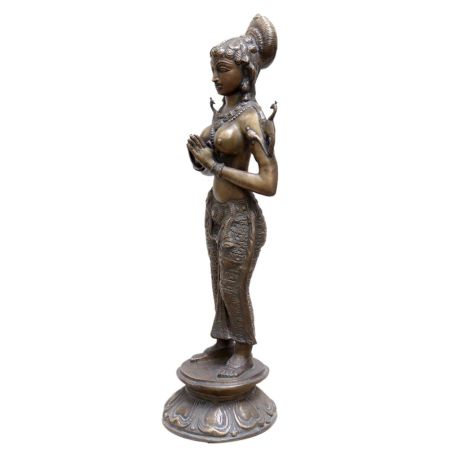 Brass Namaste Lady Statue