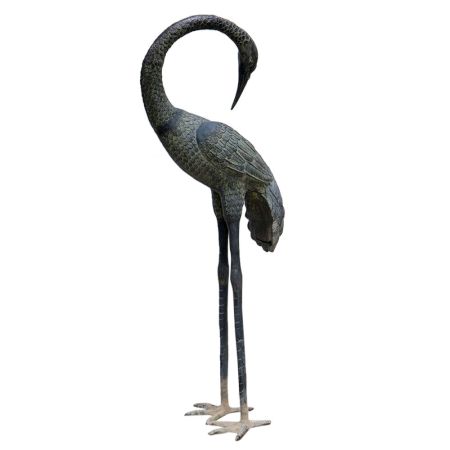 Brass Crane Statue Black Finish
