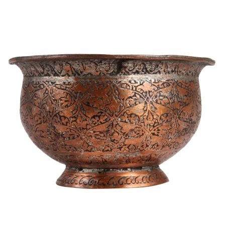 Chinar Design Round Copper Pot